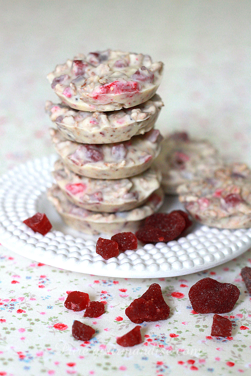 Palets de chocolat blanc aux fraises - Pure Gourmandise