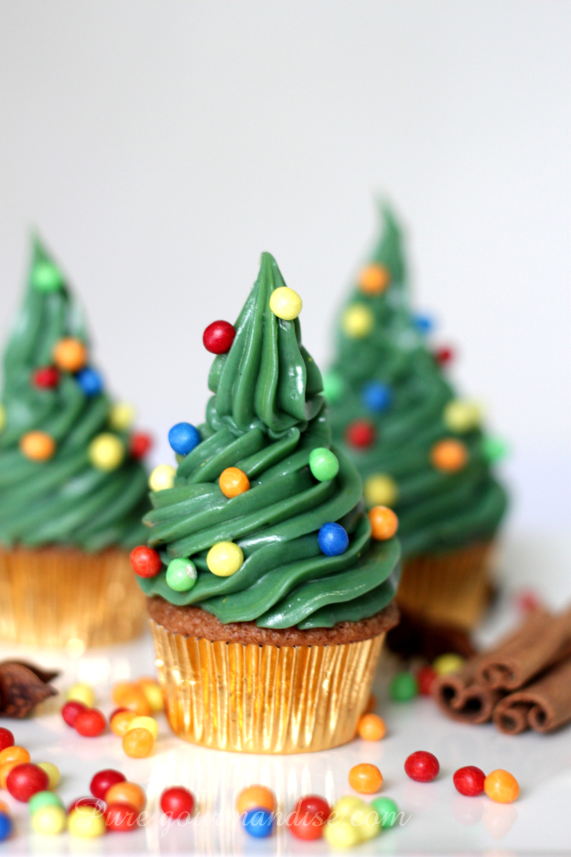 Cupcakes sapins de Noël aux épices - Pure Gourmandise