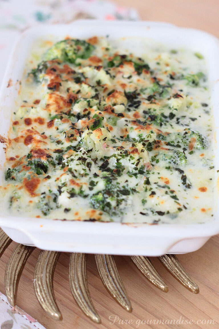 Gratin de brocolis et chou-fleur à la ricotta - Pure Gourmandise